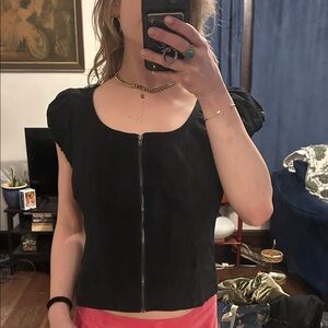 LOFT Black Zippered Blouse